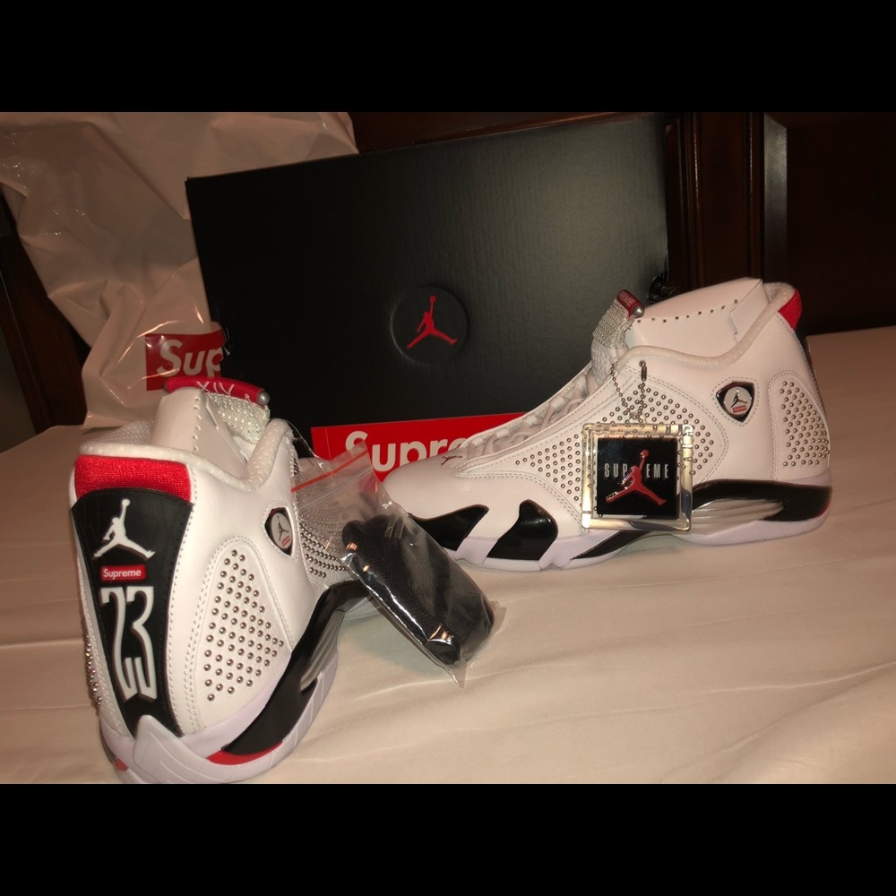 ❌SOLD***JORDAN 14 RETRO SUPREME WHITE🔥🏀🔥🔥🙌 - Picture 16 of 16